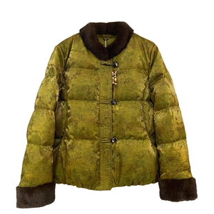 新中式保暖冬装羽绒服女士立领盘扣加厚白鸭绒羽绒外套仿貂毛拼接