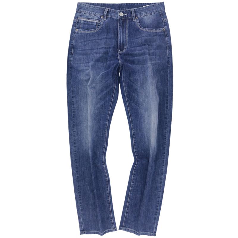 大牛传说秋冬定制款深蓝牛仔裤男士宽松直筒大码阔腿粗长裤1285