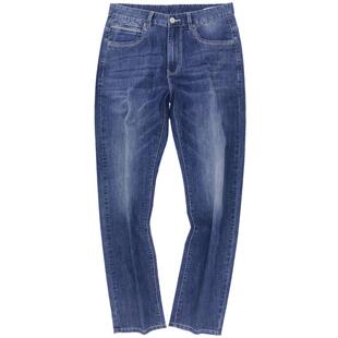 大牛传说秋冬定制款深蓝牛仔裤男士宽松直筒大码阔腿粗长裤1285