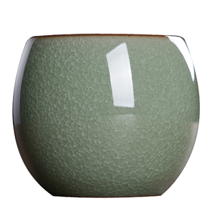 高端主人杯单杯男士个人品茗杯哥窑冰裂功夫茶杯青瓷鱼籽纹留香杯