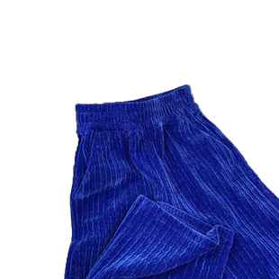 高腰雪尼尔提花水貂条绒阔腿裤女秋冬宽松垂感拖地直筒休闲长裤子