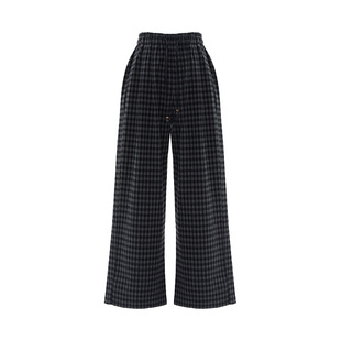 IAmMIX27冬季休闲格子裤女加厚高腰宽松软糯磨毛直筒毛呢裤女长裤