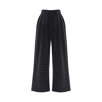 iammix27冬季加厚磨毛复古格子裤