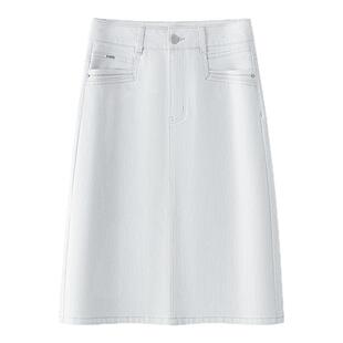 秋冬高腰牛仔A字裙女小个子中长裙新款包臀半身裙显瘦百搭休闲群
