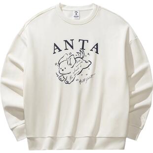 安踏萌宠卫衣丨磨毛保暖套头卫衣女冬季新款韩系印花宽松休闲上衣