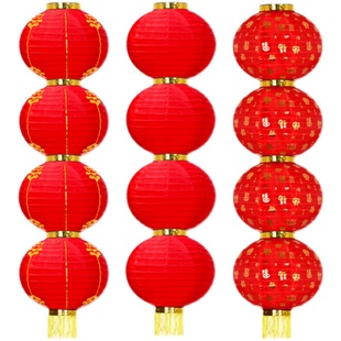 大红连串灯笼户外防水灯笼串三四五连串灯笼新年装饰舞蹈折叠灯笼