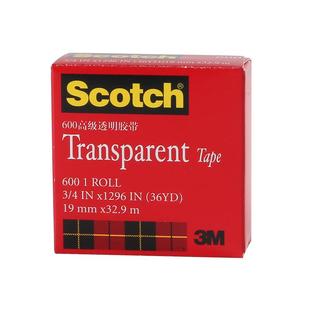 3M600思高胶带scotch 透明百格测试胶带油墨附着力检测大芯工业版12.7/19/25.4MM宽单面胶透明胶纸大卷3M610