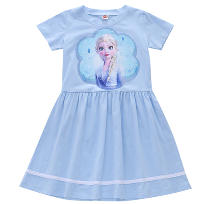 女童纯棉变色卡通裙子连衣裙