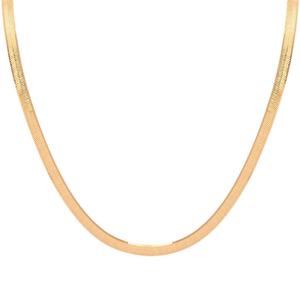 老庙黄金18K金项链方形蛇骨链INS风锁骨素链彩金项链官方旗舰正品