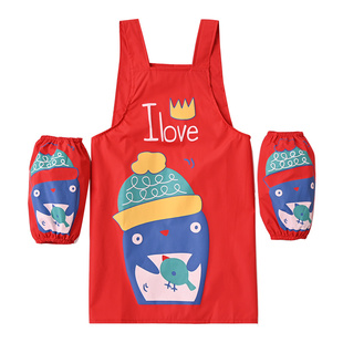 妈妈再也不用担心衣服脏了 儿童防水围裙套袖 男女童画画罩衣防污