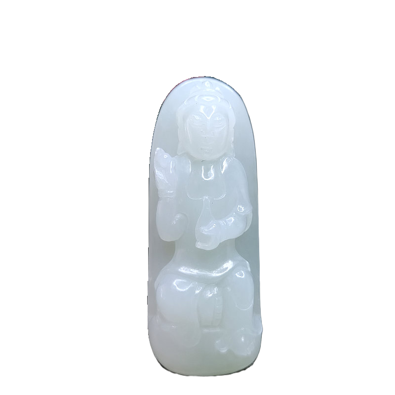和田玉观音菩萨白玉吊坠挂件