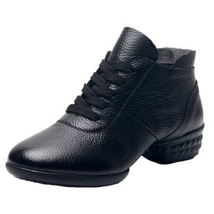 伯尔俪秋季舞蹈鞋现代舞鞋跳舞鞋女式真皮软底增高爵士舞广场舞鞋