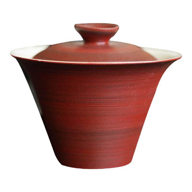 山楂红粉引手工粗陶盖碗日式复古泡茶碗家用功夫茶具茶杯茶碗新品