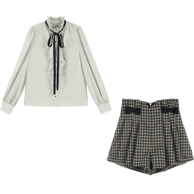 法式立领雪纺长袖衬衫女秋冬