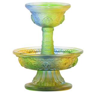 琉璃护法杯八吉祥雕花佛前家用现代供具用品杯贡杯供酒杯