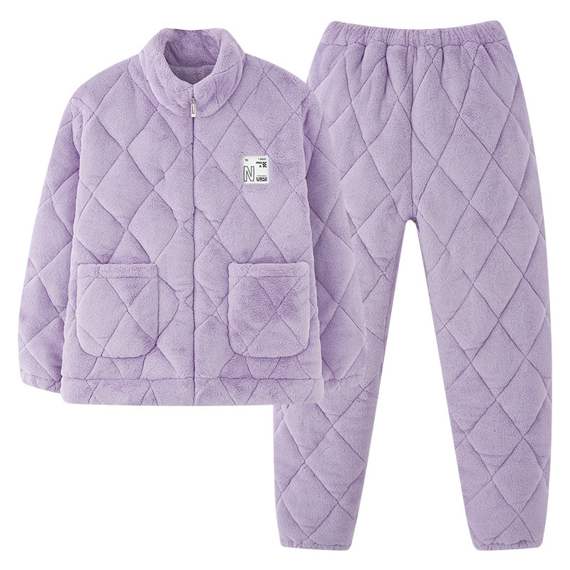 芬腾正品冬季珊瑚绒夹棉女家居服