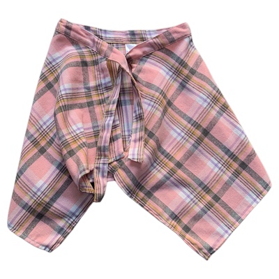 儿童跳舞系带半身裙超好看粉色格纹女童屁帘小个子腰封下摆男女潮