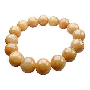 缅甸A货翡翠黄翡手链13MM天然老坑财气满满手串新中式幸运珠手持