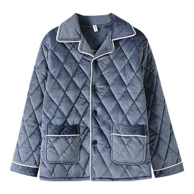 男士三层夹棉睡衣上衣冬季保暖