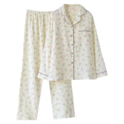 纯棉棉纱长袖开衫家居服套装甜美