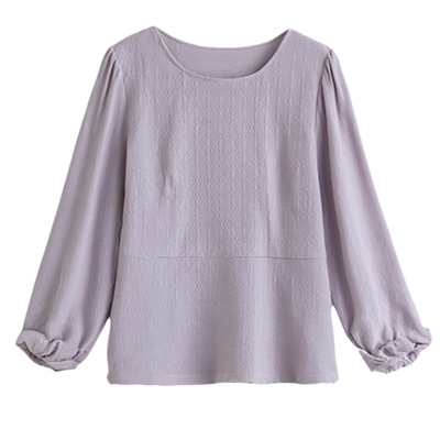 绮娑大码女装秋季新款肌理感长袖T恤胖mm妹妹打底显瘦套头上衣女