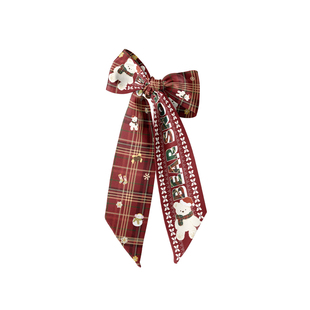 印你所想雪人小熊红长丝巾系脖圣诞节格纹高级感绑发颈饰绑包百搭