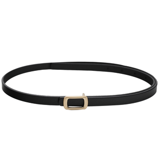 窄皮带女士牛仔裤时尚百搭棕色腰带细装饰真皮复古夏季小裤带黑色