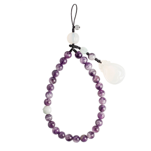 手机挂绳女挂脖长款个性创意天然紫水晶手链腕绳短手机壳挂件饰坠