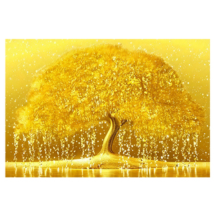 招财黄金满地发财树装饰画芯客厅餐厅背景墙贴自粘贴纸画玄关画芯