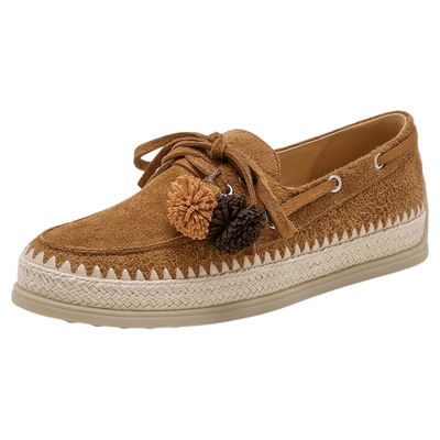 星期六新款真皮厚底渔夫鞋豆豆鞋