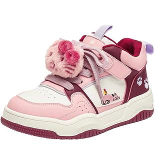 百丽卡皮巴拉加绒高帮板鞋女童冬季新款童趣休闲鞋25080D85