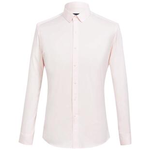 【斜纹】粉色衬衫男长袖修身抗皱 新郎伴郎结婚衬衣兄弟团装礼服