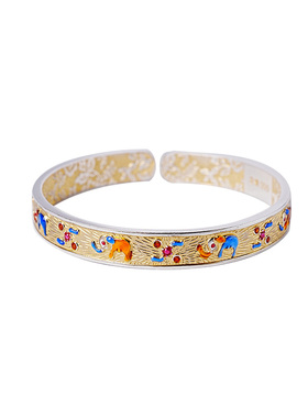 宫里上新999足银珐琅彩银手镯