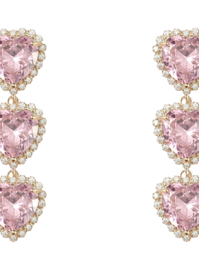 【王柠萌同款】BELLEBIANCA爱心排钻锆石耳环 时尚饰品耳饰
