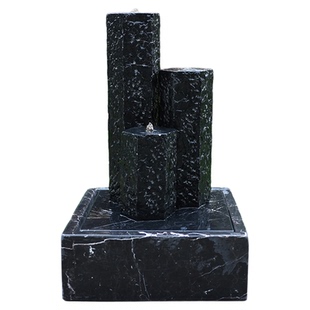 日式流水石钵庭院造景布置户外花园水景观惊鹿中国黑山石水钵摆件