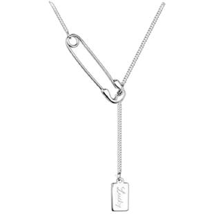 s925纯银别针LUCKY方牌项链 小众设计冷淡风choker锁骨链网红饰品