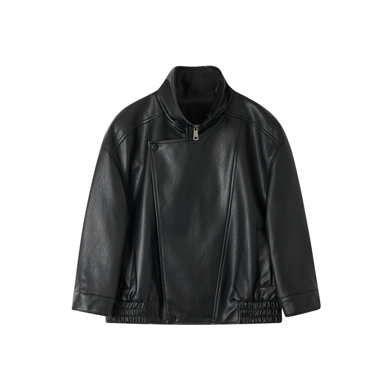 OPCP儿童皮衣秋冬新款女童PU皮夹克男童中大童美式复古机车服外套