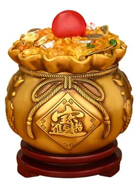 铜福袋聚宝盆摆件存钱袋装饰品