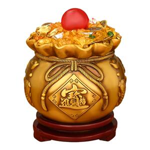 铜福袋聚宝盆摆件存钱袋装饰品