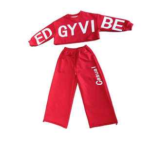 女童套装2026春装新款女孩时尚短款上衣运动阔腿裤春季街舞两件套