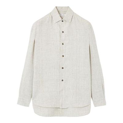 LoroPiana/诺悠翩雅男士亚麻衬衫超大版型安德烈领潮流新款