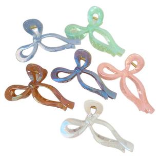 珠光飘带蝴蝶结抓夹女高级感大号鲨鱼夹2025新款后脑勺发夹子头饰