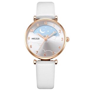 珂紫日月星辰手表女学生个性简约防水高中初中石英皮带时装女表