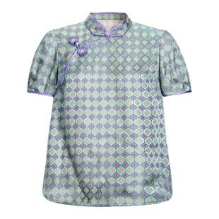 莨西子新中式国风桑蚕丝立领盘口短袖衬衫女2026夏款新品复古上衣