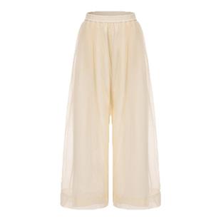 ARTE PURA米白/黑色柔纱双层阔腿长裤女小众简约百搭通勤裤子新款