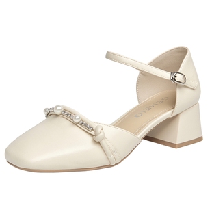 戈美其商场同款凉鞋女款2025新款夏季外穿配裙子粗跟仙女风中空鞋