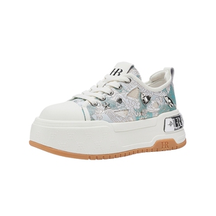 HR赫莲娜板鞋2026春季新款女鞋子厚底镂空网面国风刺绣时尚小白鞋