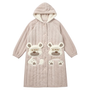 香蜜闺秀加厚加长连帽开扣25403087柔美夹棉两件套装棉服可外穿