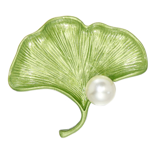 小清新森系文艺树叶银杏叶胸针创意个性珍珠胸花宫廷服装别针配饰