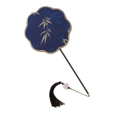 舞蹈专用团扇织锦缎竹叶古风圆扇